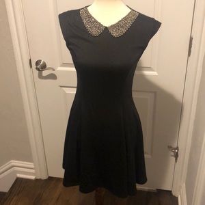 Monteau black dress with silver beaded collar